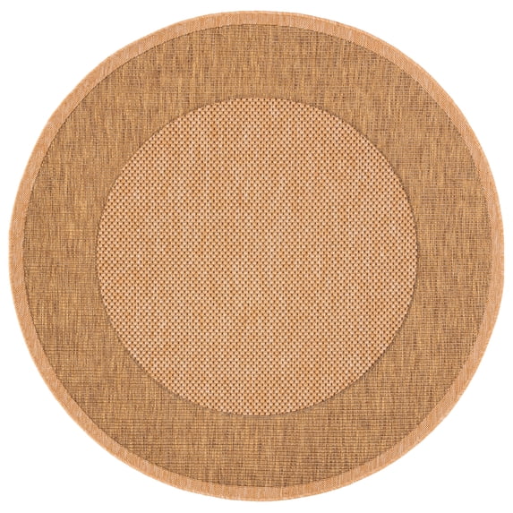 Safavieh Courtyard Justine Bordered Indoor/Outdoor Area Rug, Natural/Gold, 4' x 4' Round