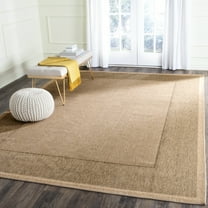 SAFAVIEH Courtyard Justine Striped Border Indoor/Outdoor Area Rug, Natural/Gold, 5'3" Round