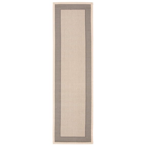Safavieh Courtyard Justine Bordered Indoor/Outdoor Runner Rug, Gray/Cream, 2'3" x 8'