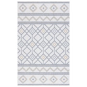 Safavieh Courtyard Kaelea Geometric Indoor/Outdoor Area Rug, Ivory/Navy Yellow, 5'3" x 7'7"