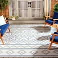 thumbnail image 1 of Safavieh Courtyard Kaelea Geometric Indoor/Outdoor Area Rug, Ivory/Navy Yellow, 6'7" x 6'7" Square, 1 of 9