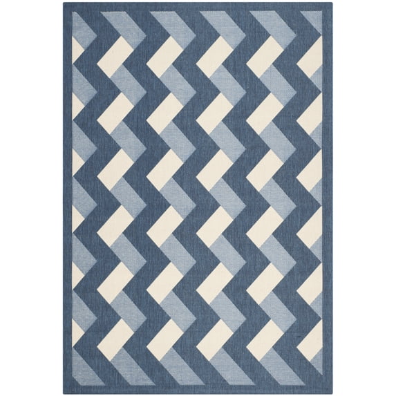 Safavieh Courtyard Kaius Chevron Indoor/Outdoor Area Rug, Navy/Beige, 5'3" x 7'7"