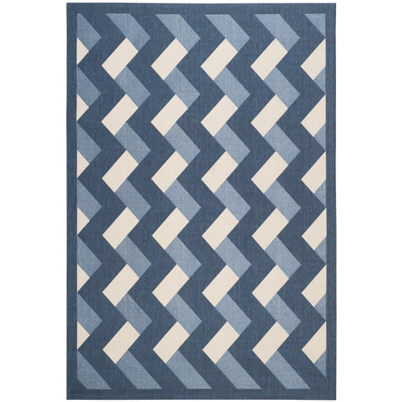 Safavieh Courtyard Kaius Chevron Indoor/Outdoor Area Rug, Navy/Beige, 6'7" x 9'6"