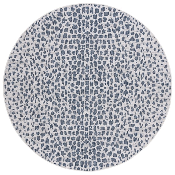 Safavieh Courtyard Karina Animal Indoor/Outdoor Area Rug, Ivory/Navy, 5'3" x 5'3" Round