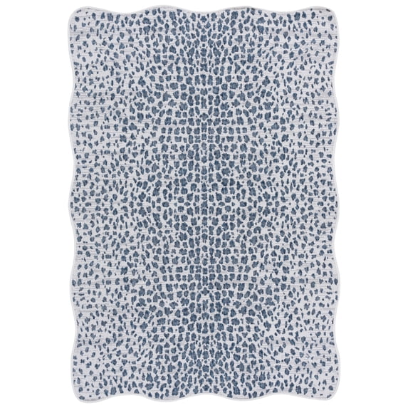 Safavieh Courtyard Karina Animal Indoor/Outdoor Area Rug, Ivory/Navy, 5'3" x 7'7" Scalloped