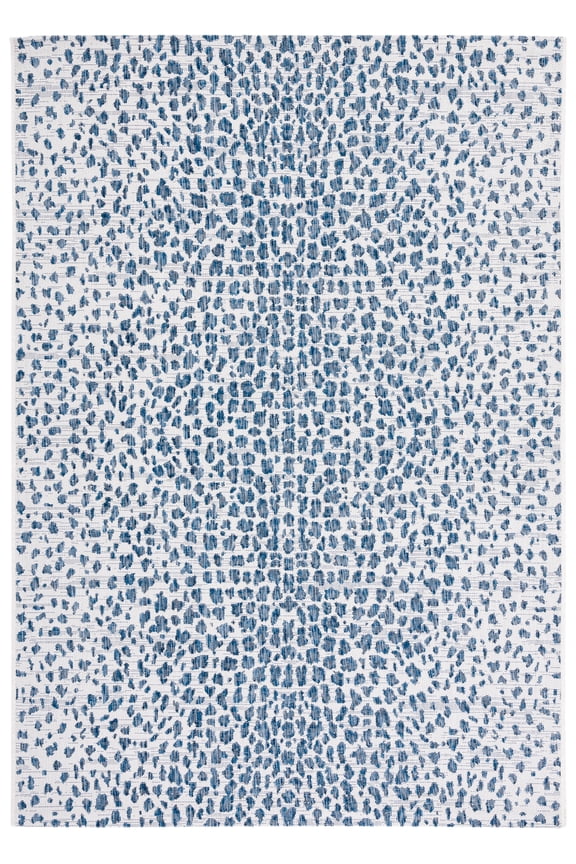 Courtyard Karina Animal Indoor/Outdoor Area Rug, Ivory/Navy, 5'3" x 7'7"
