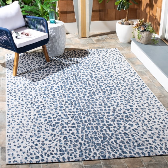 Safavieh Courtyard Karina Animal Indoor/Outdoor Area Rug, Ivory/Navy, 9' x 12'