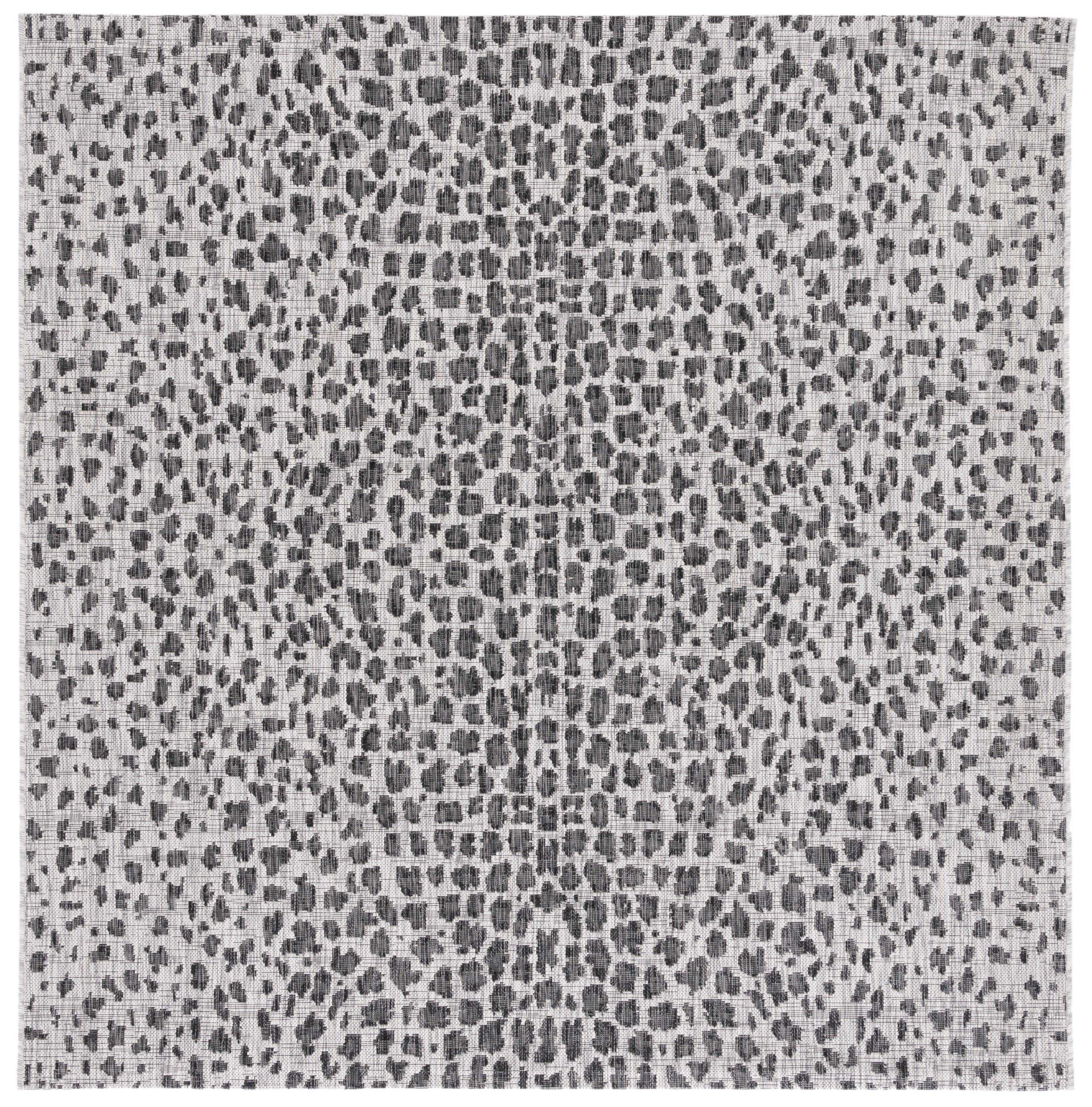 Reversible Gray Synthetic Square Outdoor Rug, 36"