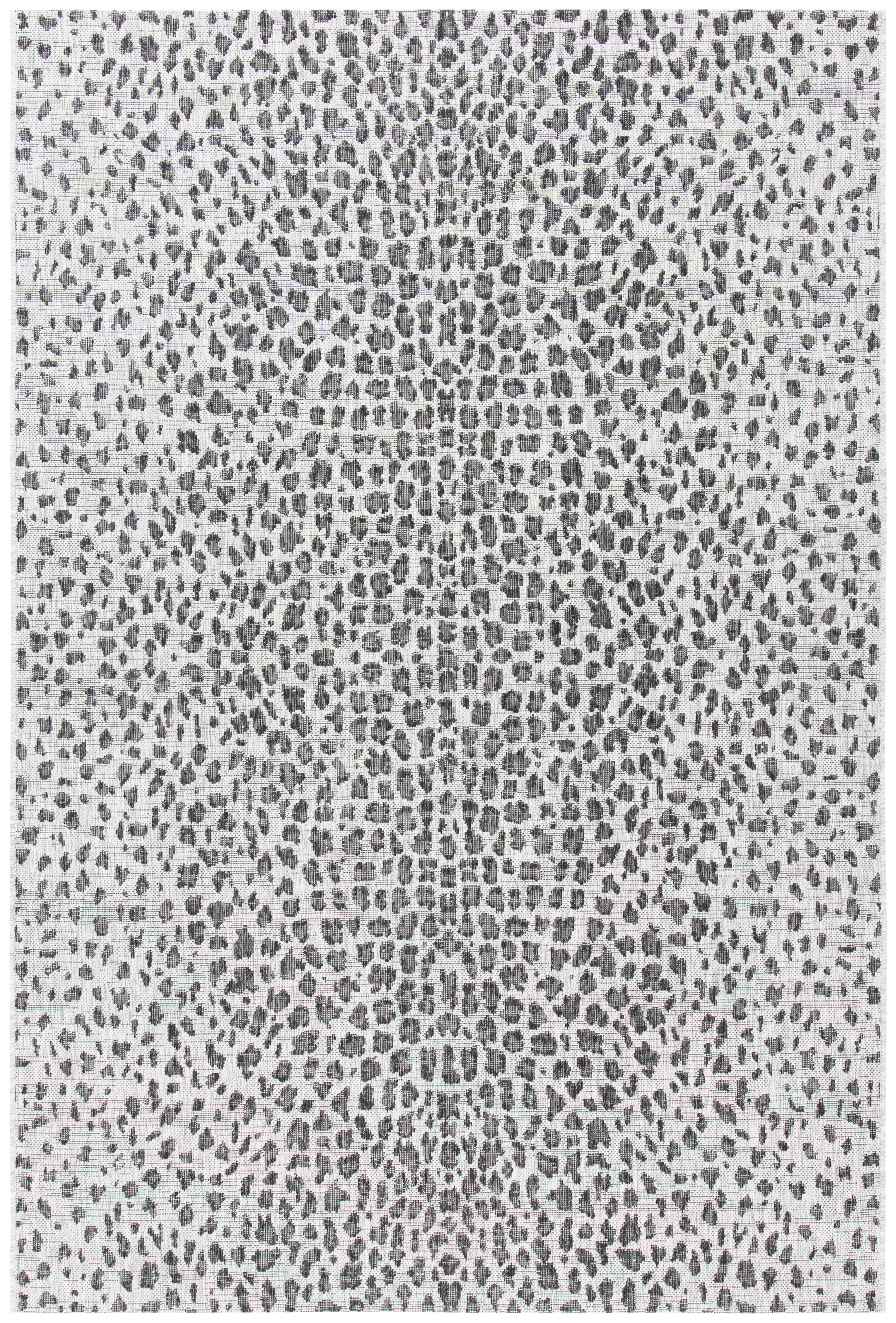 Courtyard Gray and White Synthetic Indoor/Outdoor Area Rug