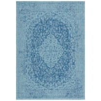 SAFAVIEH Courtyard Kebo Medallion Indoor/Outdoor Area Rug, Navy/Aqua, 2' x 3'7"