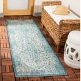 thumbnail image 1 of SAFAVIEH Courtyard Kebo Traditional Indoor/Outdoor Runner, 2'3" x 10', Teal/Cream, 1 of 7