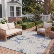 Safavieh Courtyard Keelan Botanical Indoor/Outdoor Area Rug, Gray/Navy, 5'3" x 7'7"