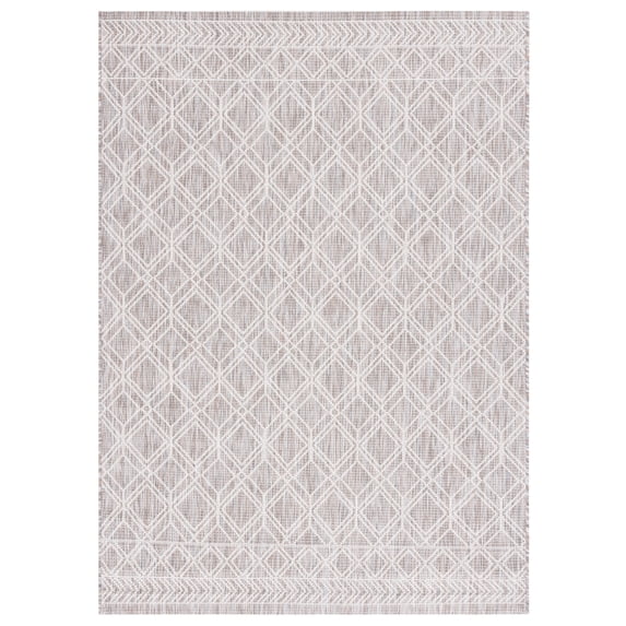 SAFAVIEH Courtyard Kenesa Geometric Indoor/Outdoor Area Rug, Ivory/Beige Grey, 5'3" x 7'7"