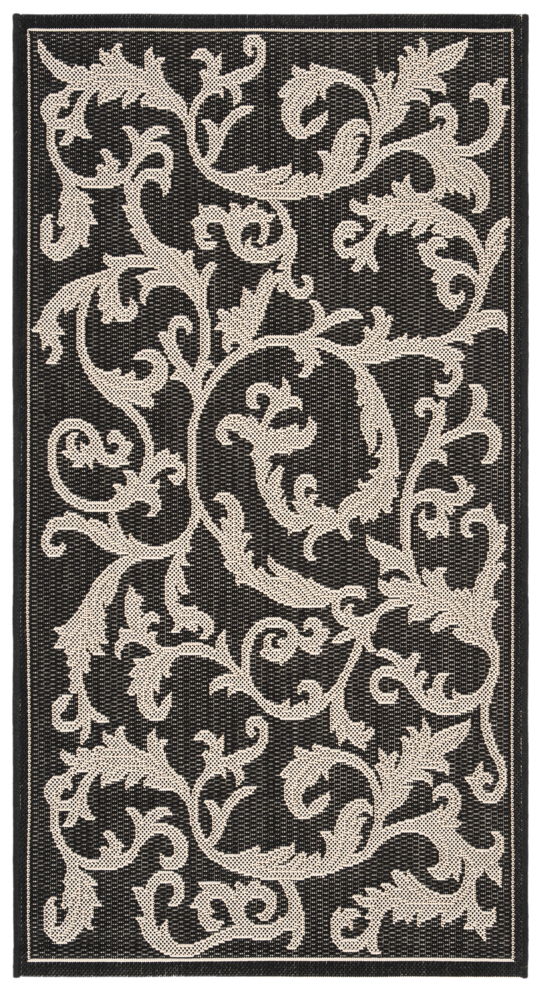 Safavieh Courtyard Kevin Floral Indoor/Outdoor Area Rug, Black/Sand, 2'7" x 5'