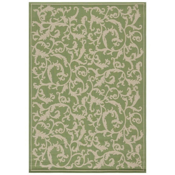 Safavieh Courtyard Kevin Floral Indoor/Outdoor Area Rug, Olive/Natural, 4' x 5'7"
