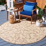 Safavieh Courtyard Kevin Floral Indoor/Outdoor Area Rug, Natural/Brown, 5'3" x 5'3" Round