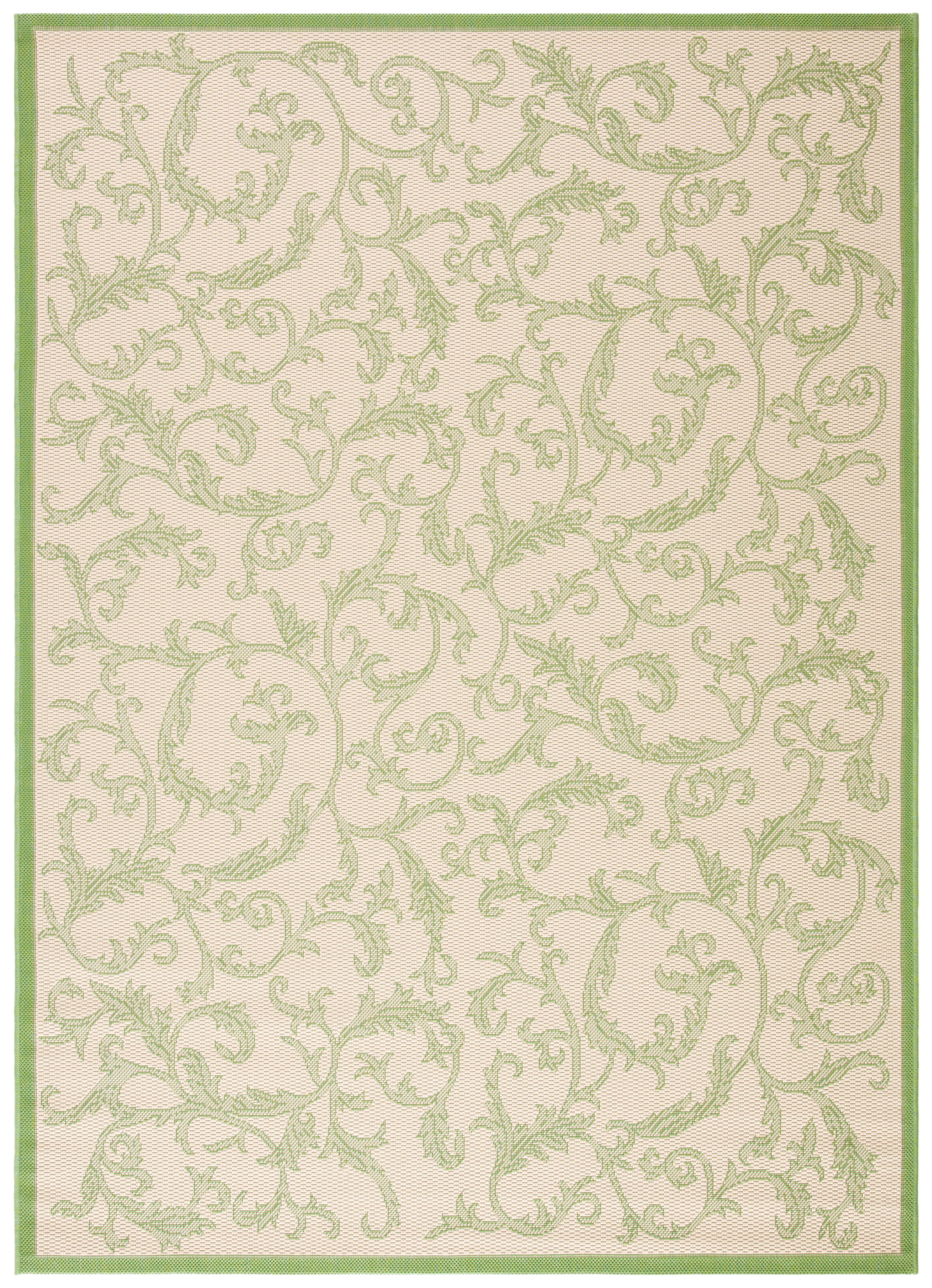 Safavieh Courtyard Kevin Floral Indoor/Outdoor Area Rug, Natural/Olive, 5'3" x 7'7"