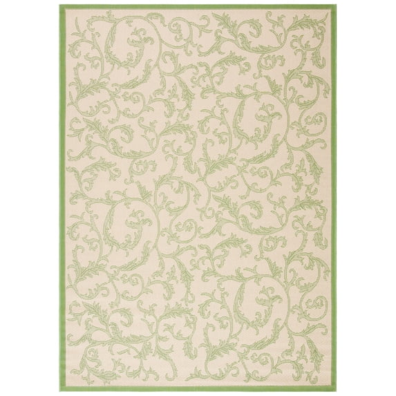 Safavieh Courtyard Kevin Floral Indoor/Outdoor Area Rug, Natural/Olive, 5'3" x 7'7"