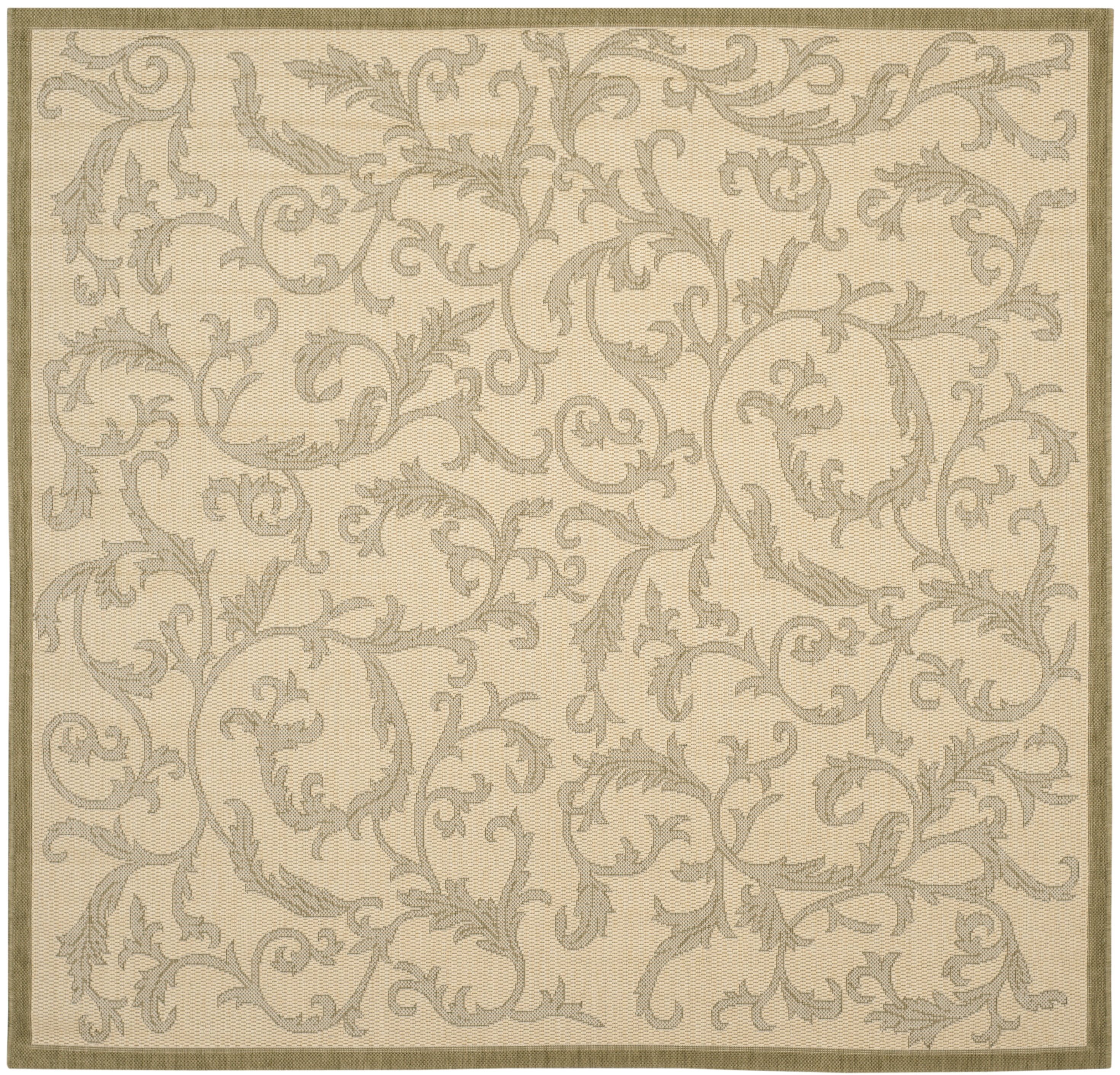 Safavieh Courtyard Kevin Floral Indoor/Outdoor Area Rug, Natural/Olive, 6'7" x 6'7" Square