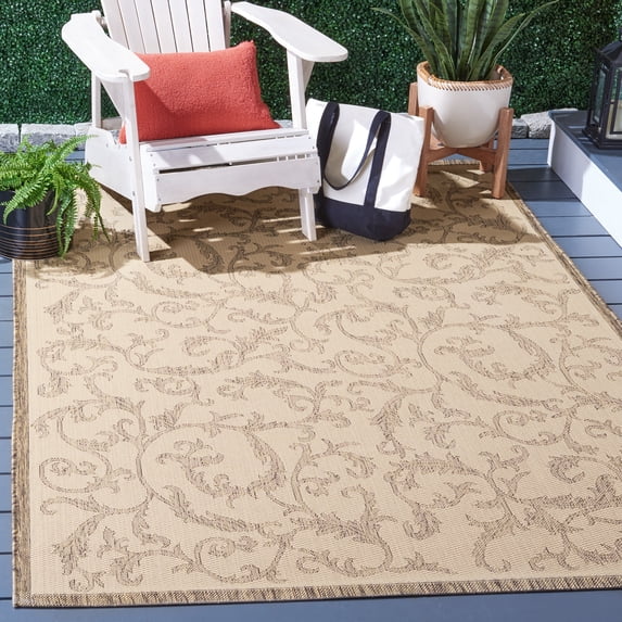 Safavieh Courtyard Kevin Floral Indoor/Outdoor Area Rug, Natural/Brown, 6'7" x 9'6"