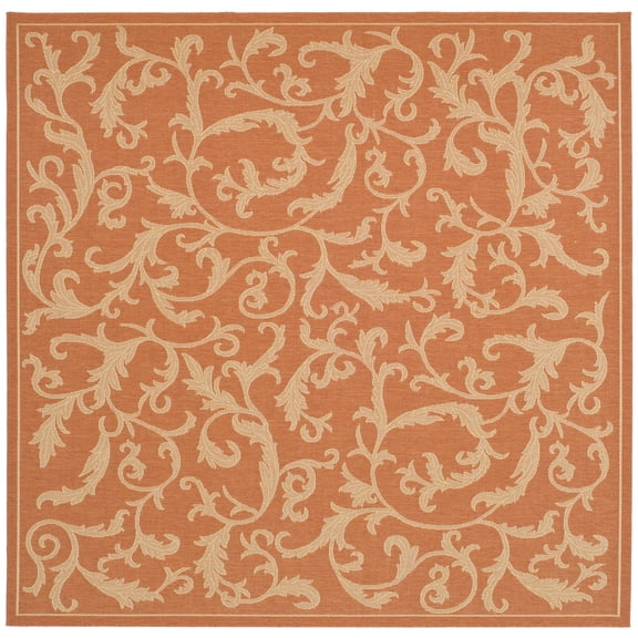 Safavieh Courtyard Kevin Floral Indoor/Outdoor Area Rug, Terracotta/Natural, 7'10" x 7'10" Square