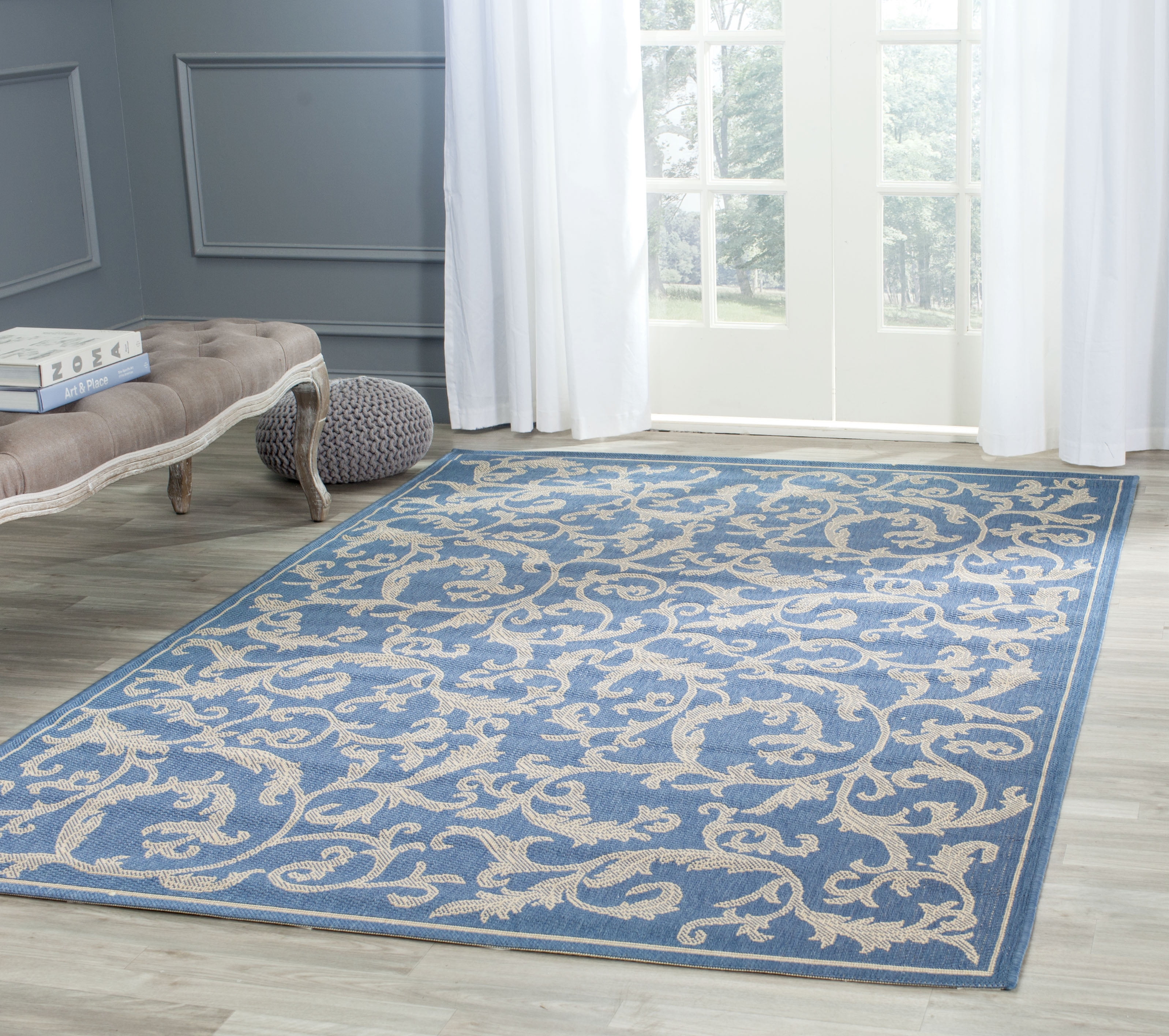 SAFAVIEH Courtyard Kevin Floral Indoor/Outdoor Area Rug, 8' x 11', Blue ...