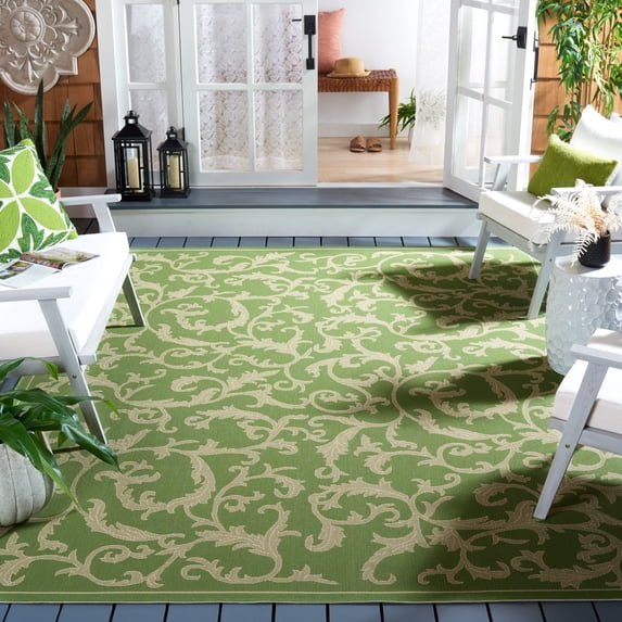 Safavieh Courtyard Kevin Floral Indoor/Outdoor Area Rug, Olive/Natural, 8' x 11'