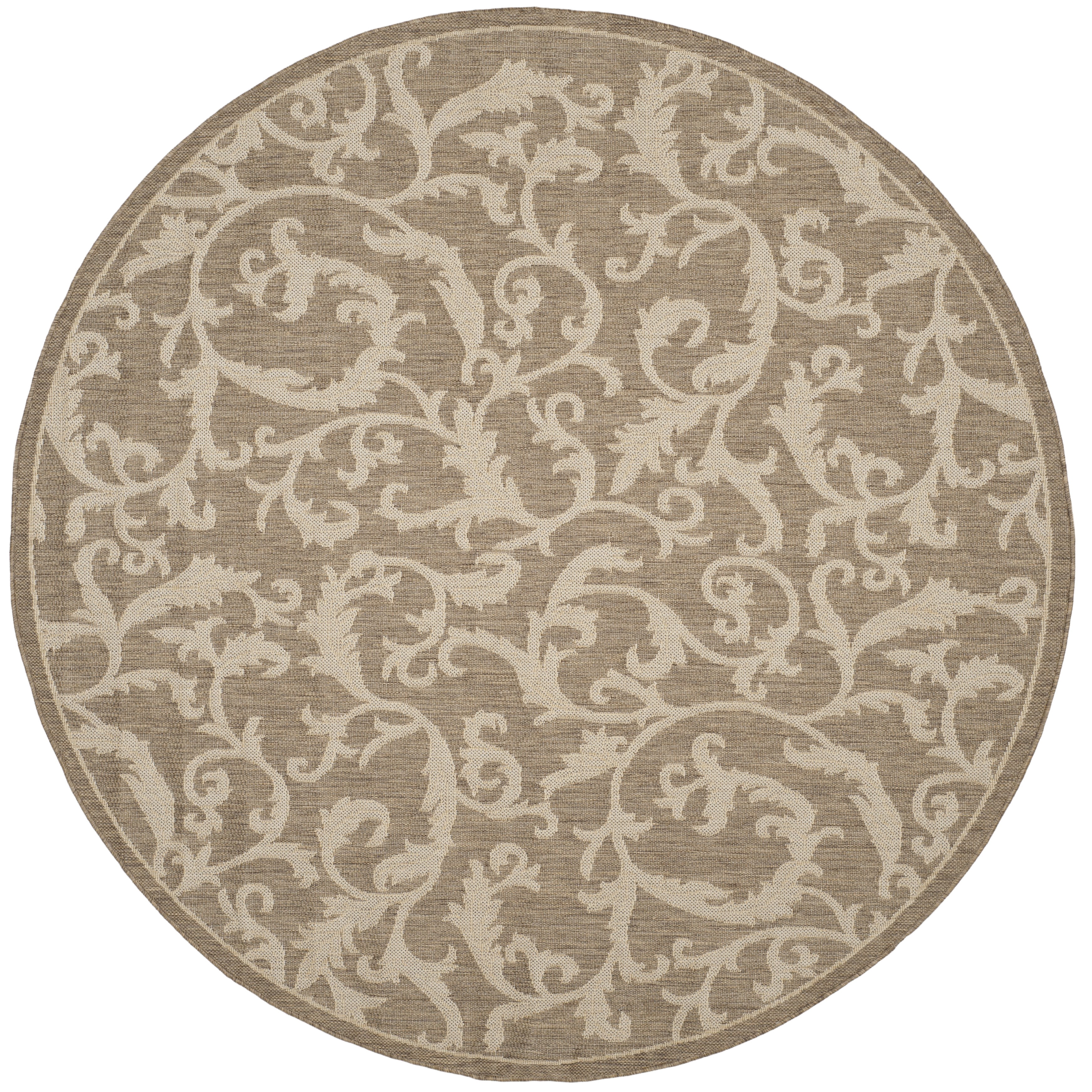 Safavieh Courtyard Kevin Floral Indoor/Outdoor Area Rug, Brown/Natural, 6'7" x 6'7" Round