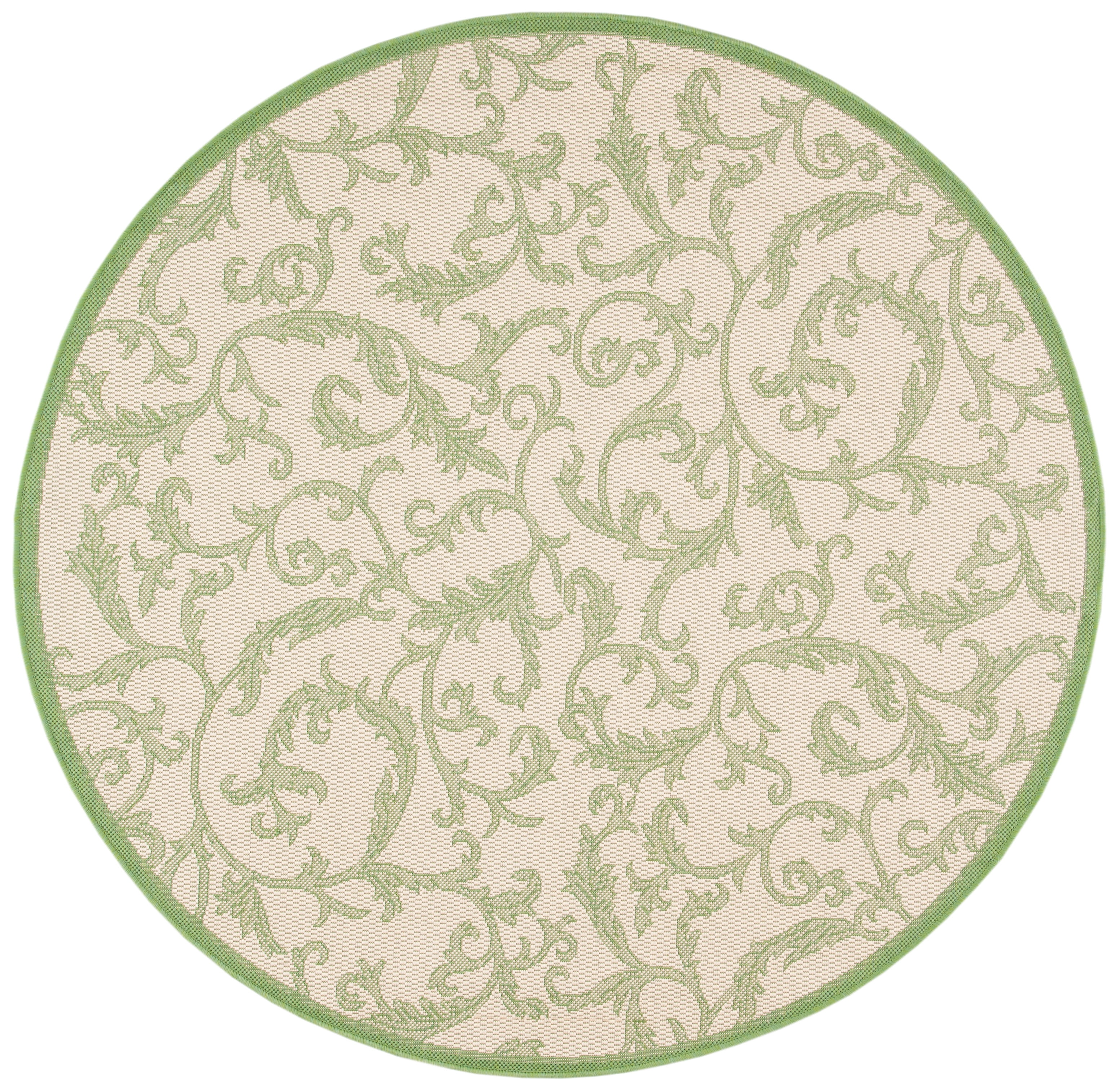 Safavieh Courtyard Kevin Floral Indoor/Outdoor Area Rug, Natural/Olive, 7'10" x 7'10" Round