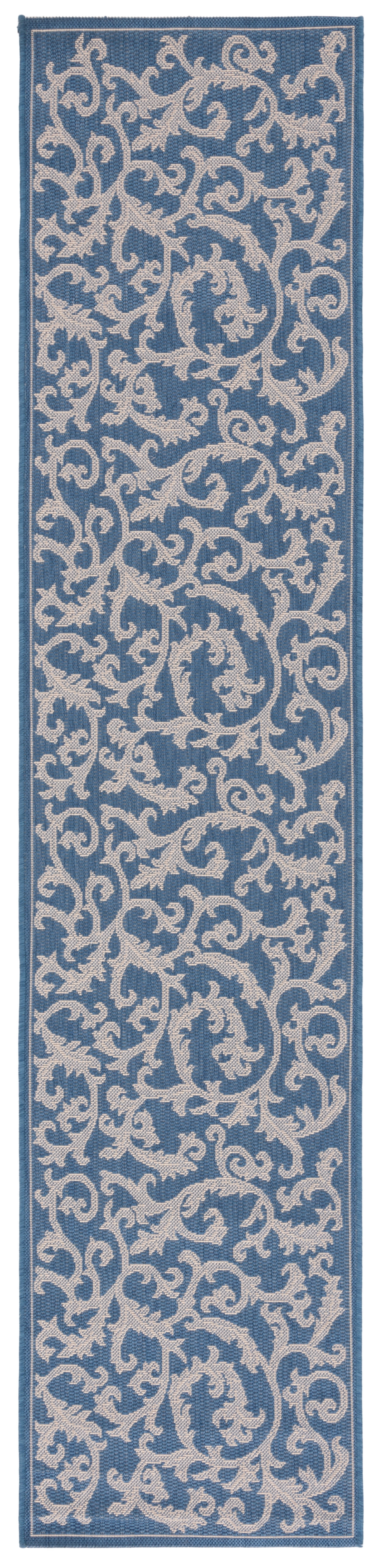 Safavieh Courtyard Kevin Floral Indoor/Outdoor Runner Rug, Blue/Natural, 2'3" x 14'