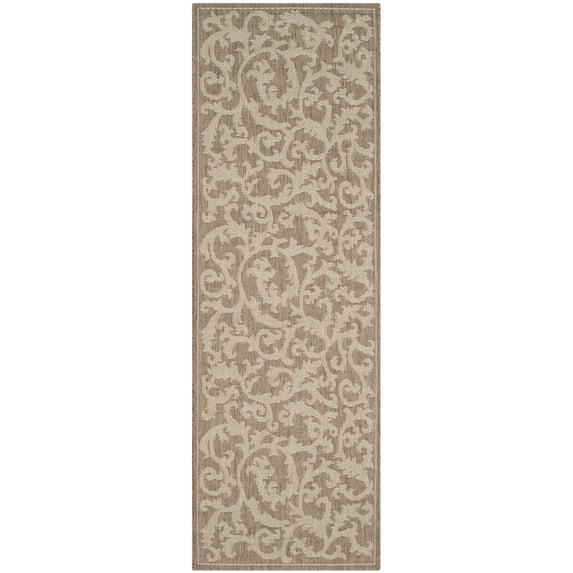 Safavieh Courtyard Kevin Floral Indoor/Outdoor Runner Rug, Brown/Natural, 2'3" x 6'7"