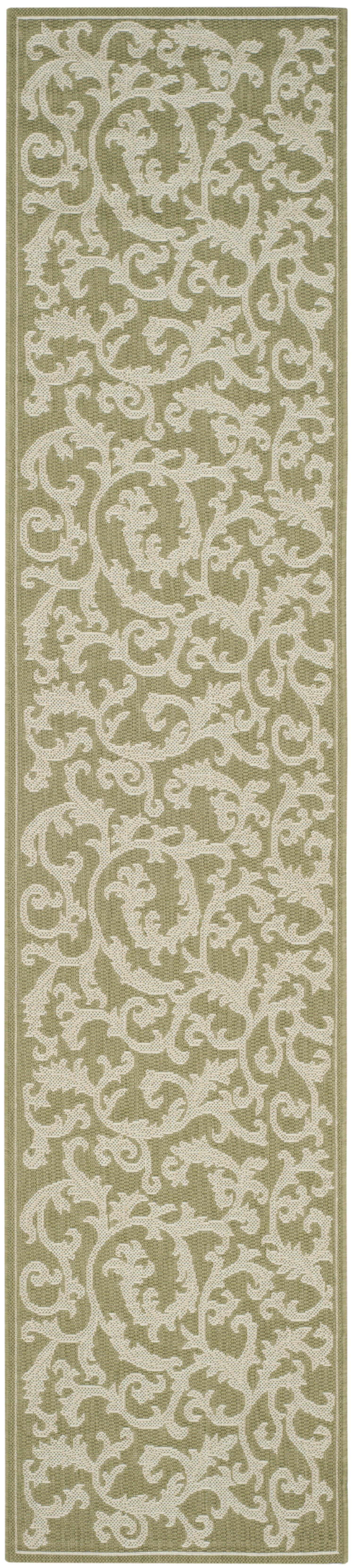 Olive & Natural Easy-Care Synthetic Runner Rug - 2'3" x 6'7"