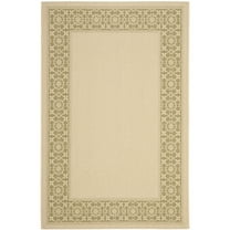 SAFAVIEH Courtyard Kian Bordered Indoor/Outdoor Area Rug, Cream/Green, 4' x 5'7"