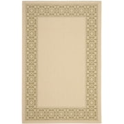 SAFAVIEH Courtyard Kian Bordered Indoor/Outdoor Area Rug, Cream/Green, 4' x 5'7"