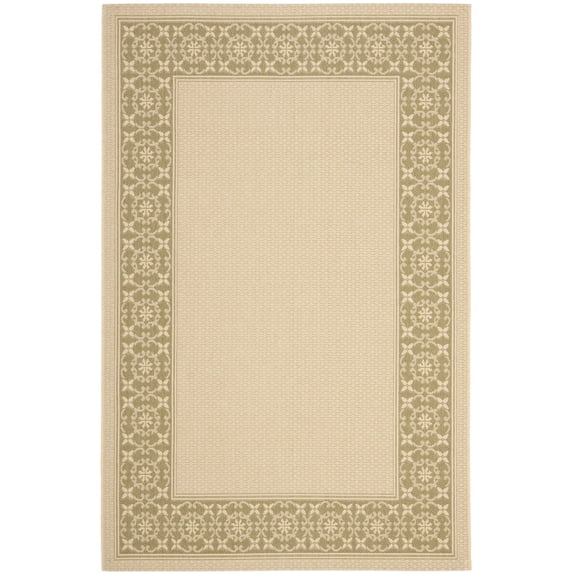 SAFAVIEH Courtyard Kian Bordered Indoor/Outdoor Area Rug, Cream/Green, 6'7" x 9'6"