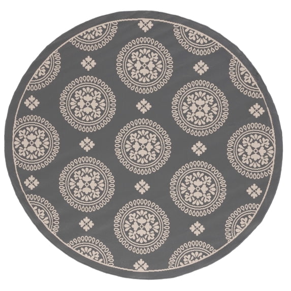 Safavieh Courtyard Kirsten Geometric Indoor/Outdoor Area Rug, Gray, 6'7" x 6'7" Round