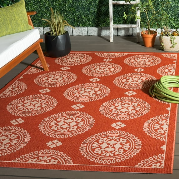 Safavieh Courtyard Kirsten Geometric Indoor/Outdoor Area Rug, Terracotta, 6'7" x 6'7" Square