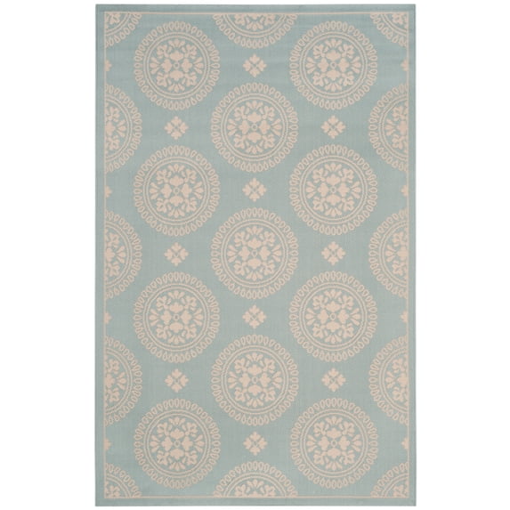 SAFAVIEH Courtyard Kirsten Geometric Indoor/Outdoor Runner Rug, Spa, 2'3" x 8'