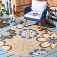 thumbnail image 1 of SAFAVIEH Courtyard Kristopher Floral Indoor/Outdoor Area Rug, 5'3" x 5'3" Round, Natural Brown/Blue, 1 of 8