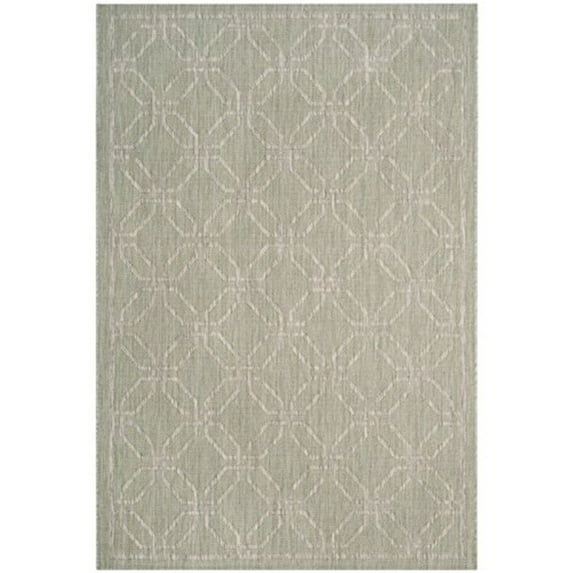 SAFAVIEH Courtyard Laila Geometric Indoor/Outdoor Runner, 2'3" x 12', Green/Grey