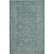 SAFAVIEH Courtyard Laurel Medallion Indoor/Outdoor Area Rug, Turquoise, 5' x 7'