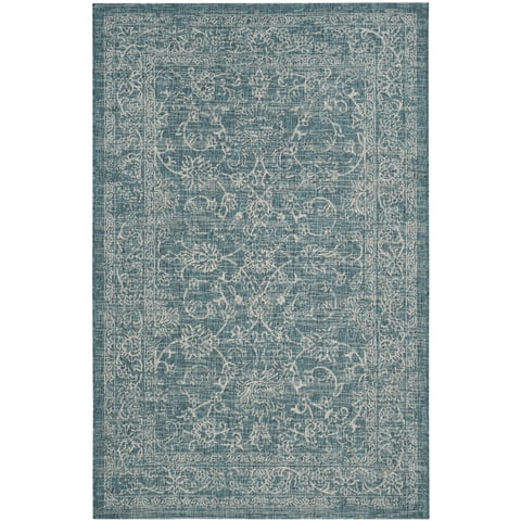 SAFAVIEH Courtyard Laurel Medallion Indoor/Outdoor Area Rug, Turquoise, 5' x 7'