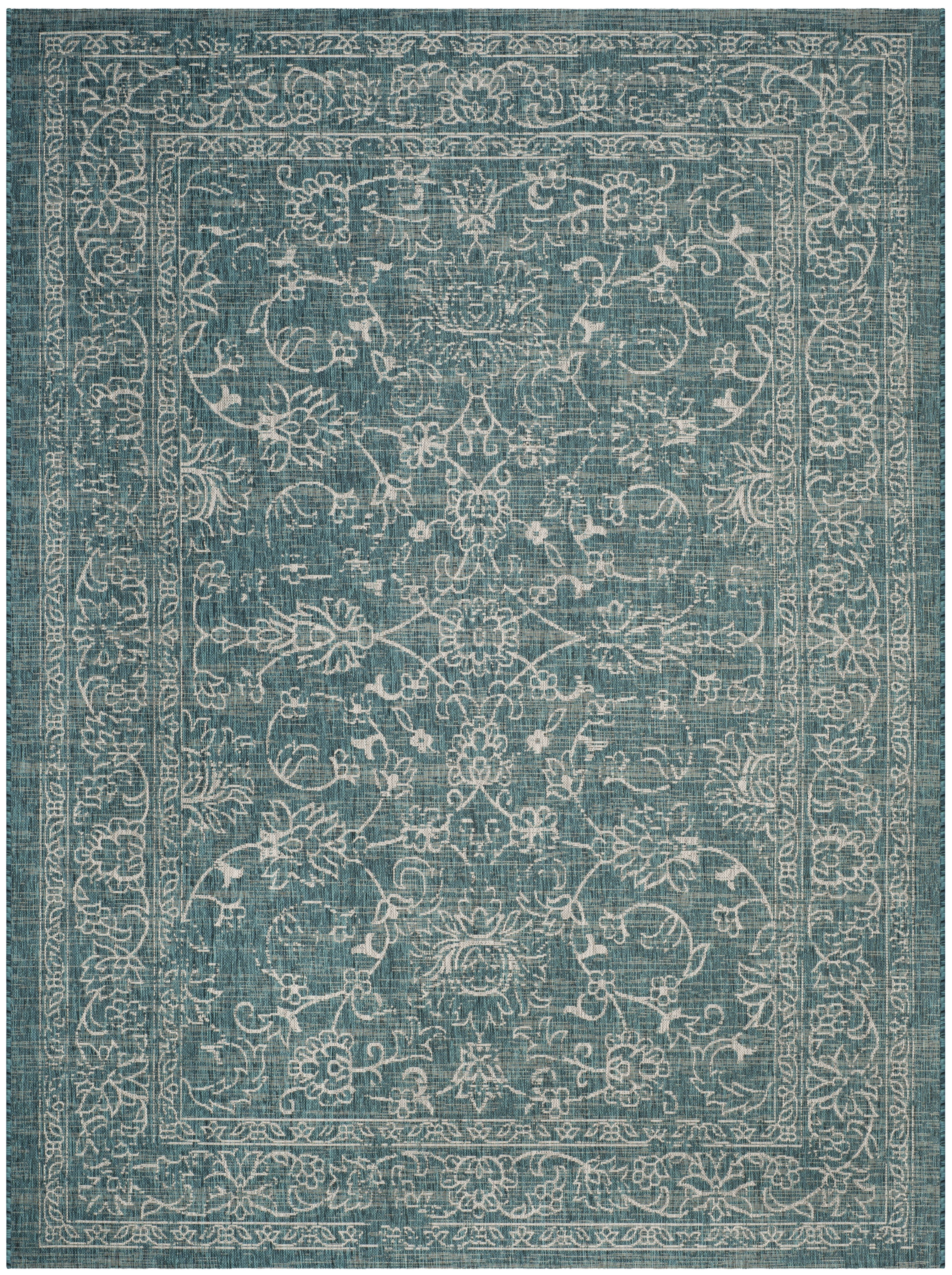 SAFAVIEH Courtyard Laurel Medallion Indoor/Outdoor Area Rug, Turquoise ...