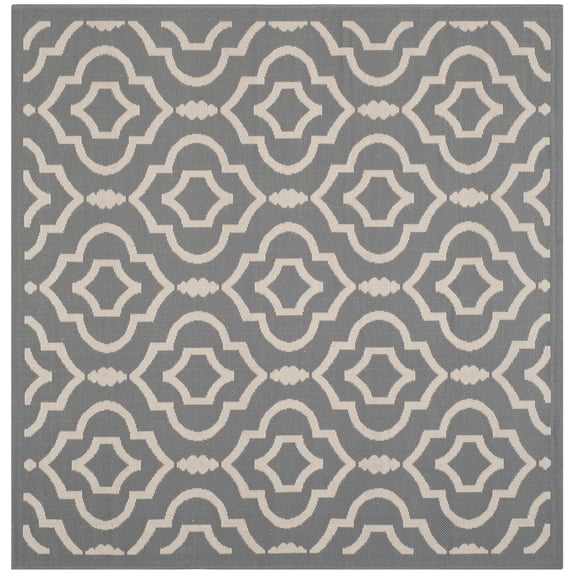 Safavieh Courtyard Lavern Geometric Indoor/Outdoor Area Rug, Anthracite/Beige, 7'10" x 7'10" Square