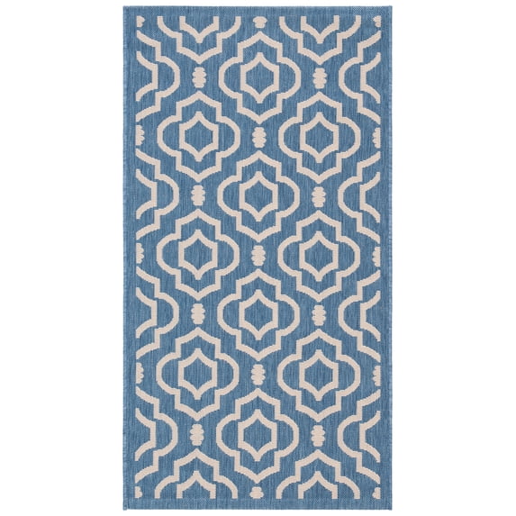 Safavieh Courtyard Lavern Geometric Indoor/Outdoor Area Rug, Blue/Beige, 2'7" x 5'
