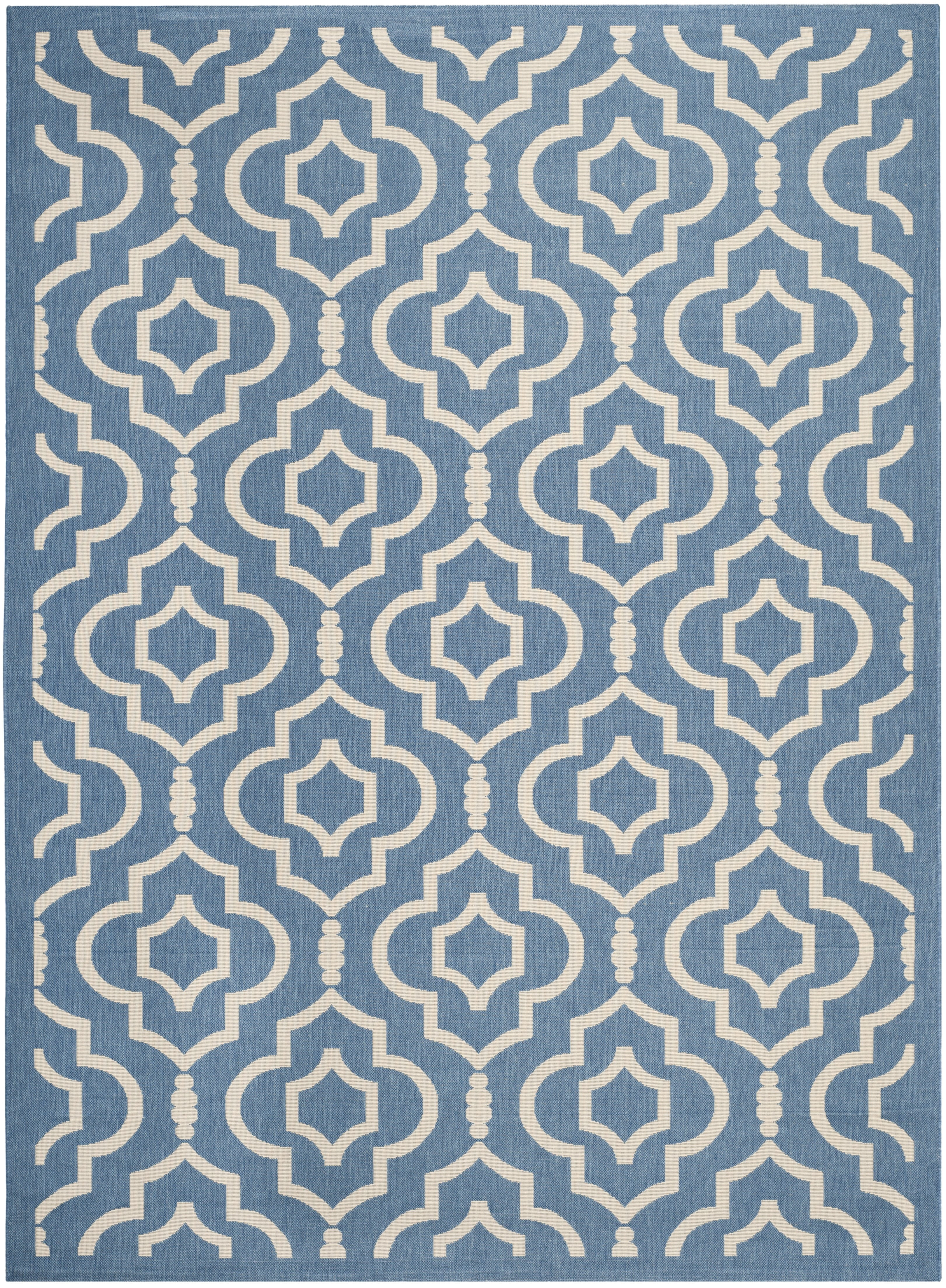 Luxury Blue/Beige 9' x 12' Synthetic Easy-Care Outdoor Area Rug