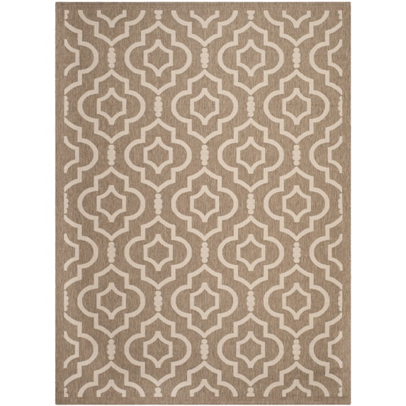 Safavieh Courtyard Lavern Geometric Indoor/Outdoor Area Rug, Brown/Bone, 6'7" x 9'6"