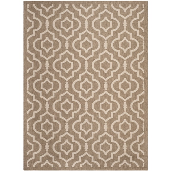 Safavieh Courtyard Lavern Geometric Indoor/Outdoor Area Rug, Brown/Bone, 6'7" x 9'6"