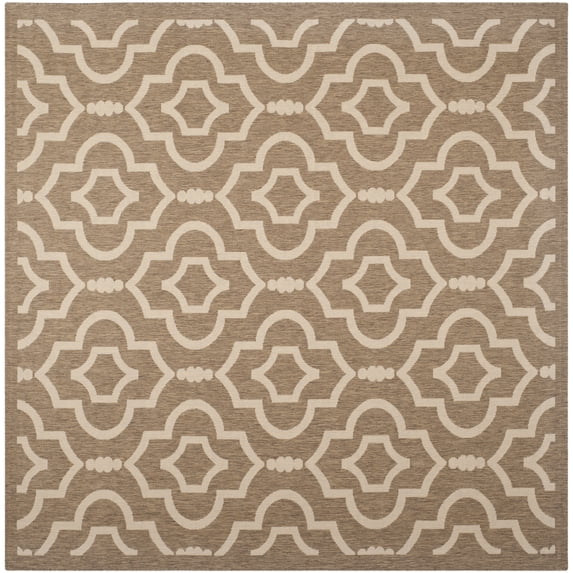 Safavieh Courtyard Lavern Geometric Indoor/Outdoor Area Rug, Brown/Bone, 7'10" x 7'10" Square