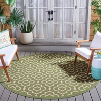 Safavieh Courtyard Lavern Geometric Indoor/Outdoor Area Rug, Green/Beige, 7'10" x 7'10" Round
